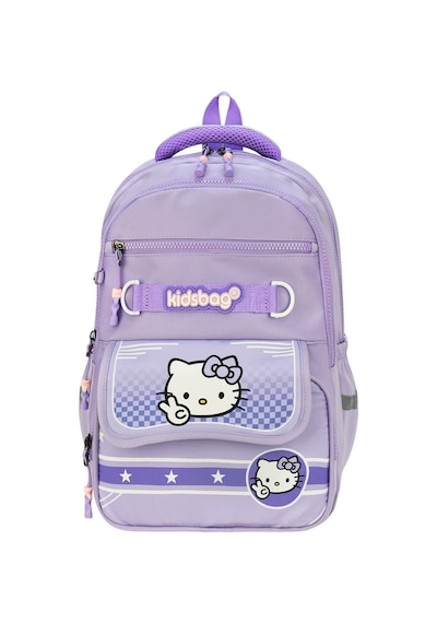 Hello Kitty Baskılı Ortopedik Su Geçirmez Ultra Lüx Okul Çantası Termal Beslenme Ve Kalemlik Mor