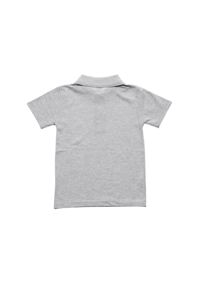 Gri Kısa Kol Düz Renk Yakalı 6-17 Yaş Çocuk Okul Lakos Tişört Polo Yaka T-shirt Gri