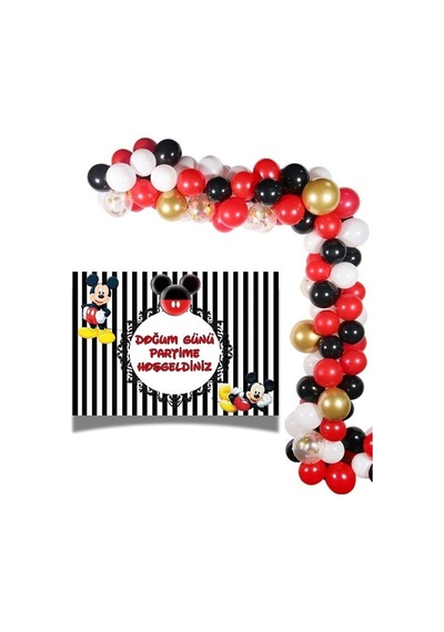 Mickey Mouse 50x70 Cm Afiş Ve 50 Adet Balon Seti Doğum Günü Part
