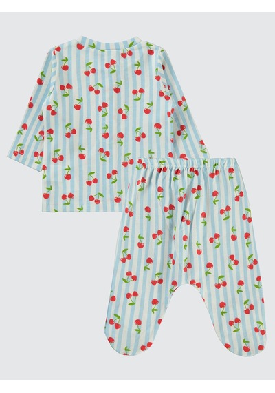 Civil Baby Kız Bebek Pijama Takımı 1-6 Ay Mavi Mavi