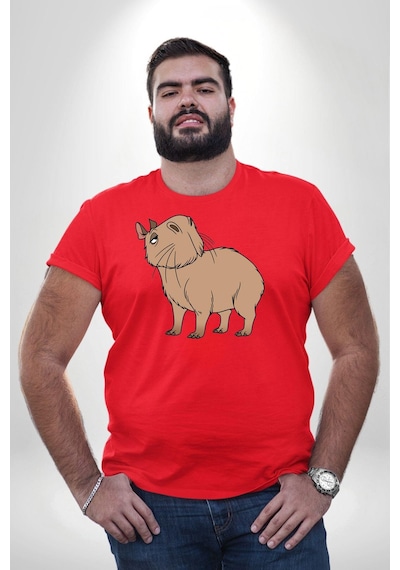 Angemiel Chispi Kırmızı Büyük Beden Erkek Kadın Unisex Basic Ön Baskılı Tişört Kırmızı