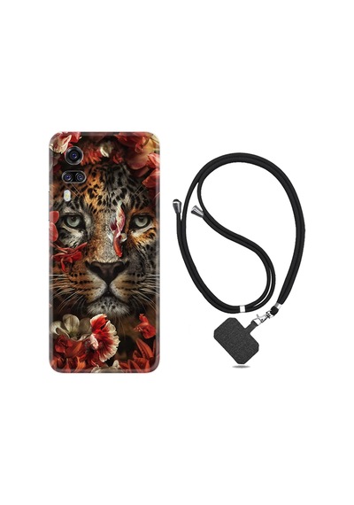 Vivo Y51 Kılıf Boyun Askılı Flowers Baby Tiger 1336