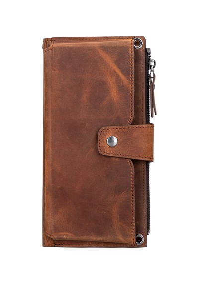 Lozan Strap 6.5 İnch Uyumlu Deri Kartlıklı Kılıf G2 Kahve