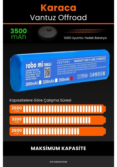Karaca Vantuz Offroad 3500mah Robot Süpürge Bataryası