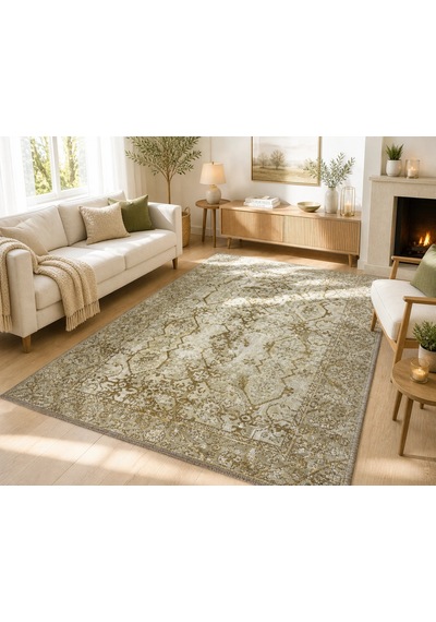 Hoom Rugs Arkaik Plz 02 Kahve Etnik Renkli Vintage Makine Halısı Çok Renkli
