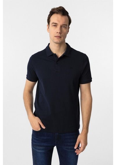 Süvari Lacivert Slim Fit Düz Polo Yaka Tişört