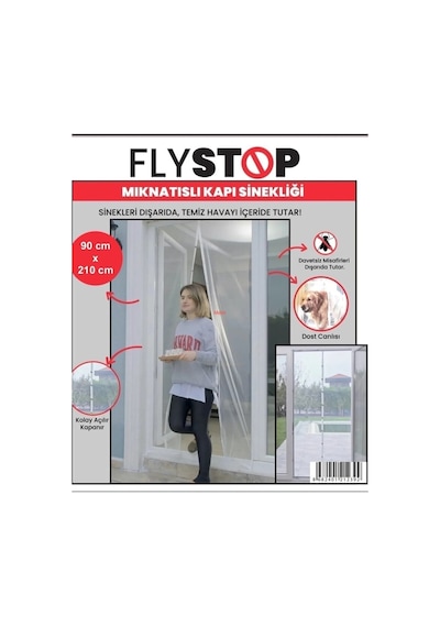 Kmıknatıslı Kapı Sinekliği 90x210 Cm Cırtbantlı Plastik