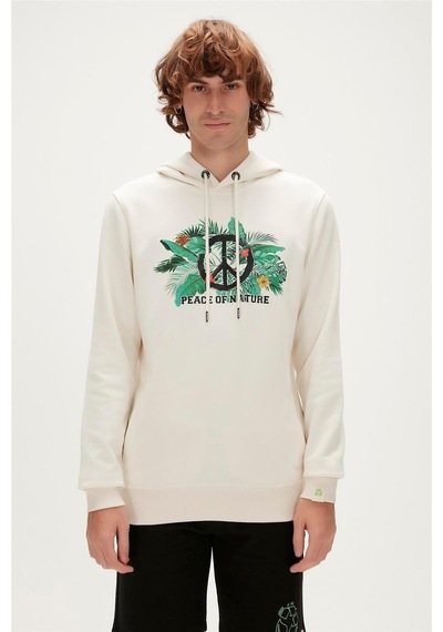 Bad Bear Re-born Hoodie Erkek Sweatshirt-5079 Marshmallow Kırık Beyaz