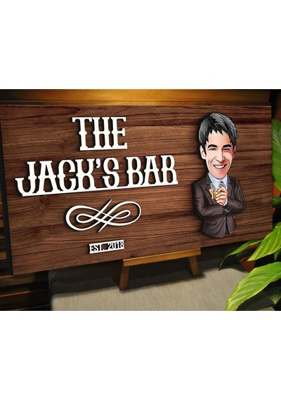 Bk Gift Kişiye Özel Karikatürlü Kabartma Tasarım Ceviz Ahşap Bar Tabelası, Home Bar Tabela, Rustik Ev Dekorasyonu, Duvar Dekoru-9
