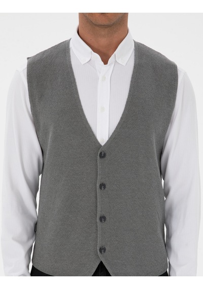 Pierre Cardin Erkek Gri Melanj Yelek Triko 50317313-vr086 Gri Melanj