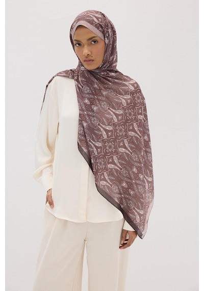 Mirsoy Scarf Rüya Pamuk Etnik Desen Şal Açık Vizon