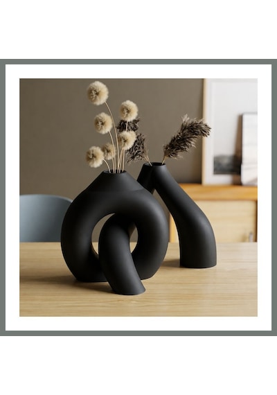 Bezos 3d Baskı Interlocking Vazo - İç İçe Geçen Dekoratif Vazo-siyah Mmbz