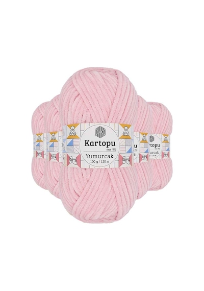 5 Adet Yumurcak Kadife El Örgü İpi Bebe Pembe K768