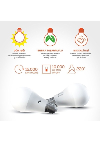 10'lu Led Ampul 7w Gün Işığı E27 4000k 220-240v