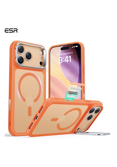 Esr Apple Uyumlu iPhone 17 Pro Classic Hybrid Magsafe Standlı Kılıf - Kamera Kontrol Buton - Turuncu Turuncu