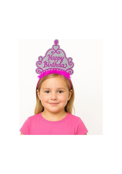Pembe Happy Birthday Prenses Tacı Doğum Günü Taç Aksesuarı - Parti Taçları - Parti Ve Kutlama 0 - 99