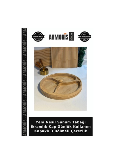 Yeni Nesil Sunum Tabağı İkramlık Kap Günlük Kullanım Kapaklı 3 Bölmeli Çerezlik Çok Renkli