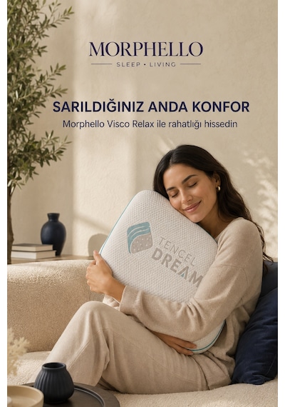 Morphello Visco Relax Memory Foam Boyun Destekli Yastık 40x60 Cm Tencel Fermuarlı Yıkanabilir Kılıf Görsel Üzerindeki Daha Sade İsim İse: Beyaz