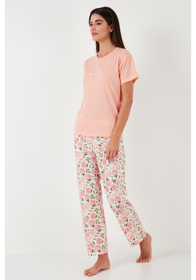 Lela Regular Fit Bisiklet Yaka Kısa Kollu Bayan Pijama Takımı 65770105 Somon Lela Regular Fit Bisiklet Yaka Kısa Kollu Bayan Pijama Takımı 65770105 Somon