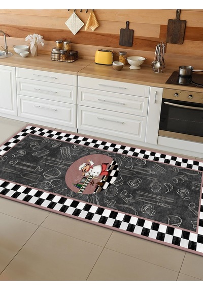 Makinede Yıkanabilir Kaymaz Taban Leke Tutmaz Dijital Baskı Mutfak Halısı 6310m 001