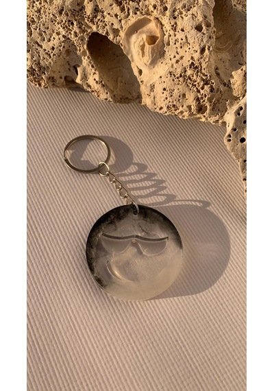 Siyah Renkli Umursamaz Yüzlü Emoji Şekilli Gümüş Aksesuarlı Epoks
