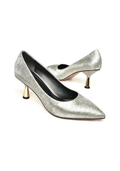 Fox Shoes U676034014 Platin Sim Alçak Topuklu Kadın Ayakkabı Platin