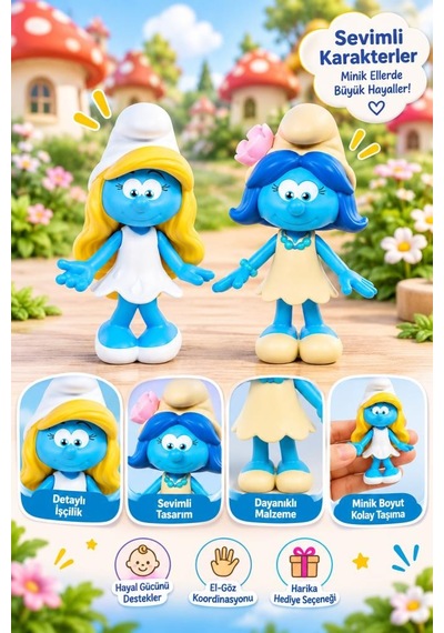 Lisanslı Orjinal Şirinler Kayıp Köy Şirine Ve Smurfblossom 2 Li Eğlenceli Figür Seti