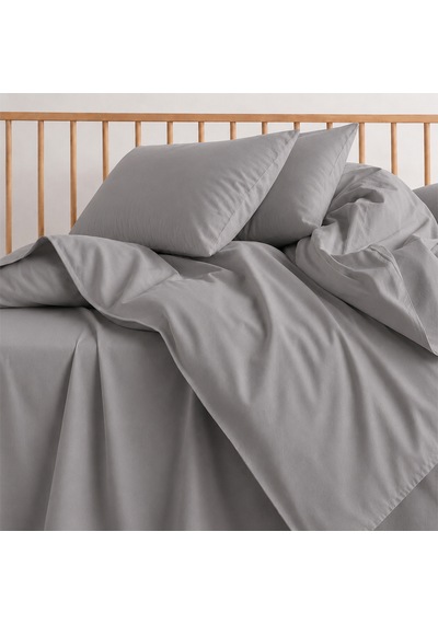 Lief Home %100 Pamuklu Sertifikalı Bebek Nevresim Takımı 100x150 63 Tel Dokuma Kutulu Gönderim Gri