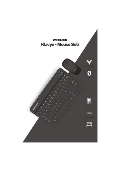 Sprange Tablet Ve Telefonlar İçin Bluetooth - Wireless Klavye Ve Mouse Set - Siyah Optik