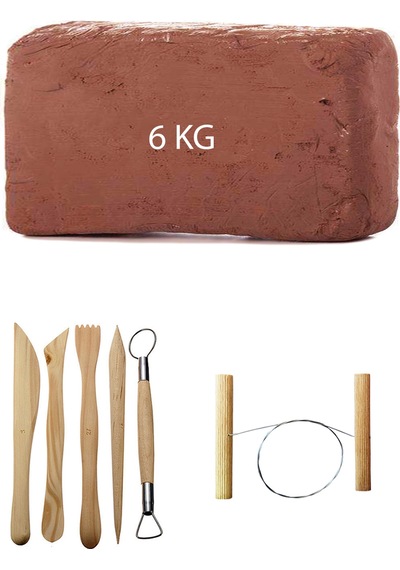 6 KG Kırmızı Kahverengi Seramik Hamuru Ebeşuar Çamur Kesme Teli