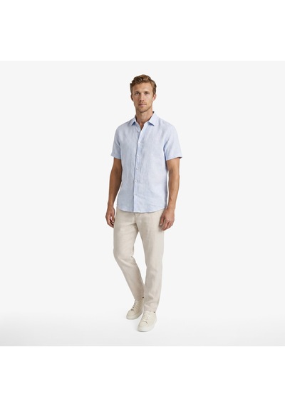 Nautica Erkek Mavi Regular Fit Kısa Kollu Keten Gömlekdüzw65100t