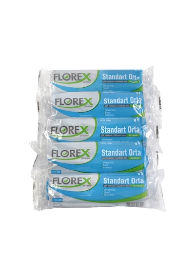 Florex Standart Orta Boy Çöp Torbası 5 Adet Mavi 55 x 60 CM