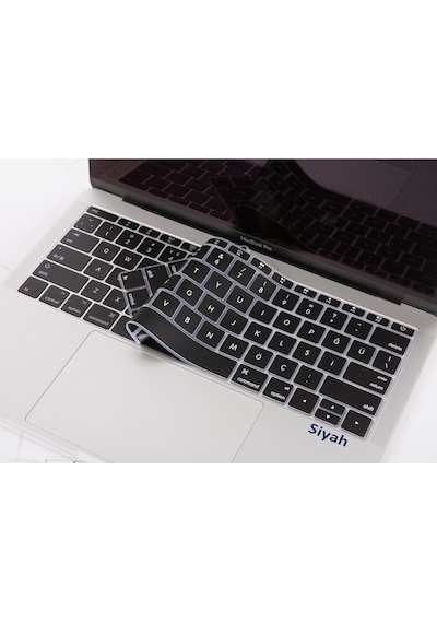 Apple Uyumlu MacBook Pro Klavye Koruyucu 12-13Inc A1708 A1534 İngilizce Türkçe Siyah