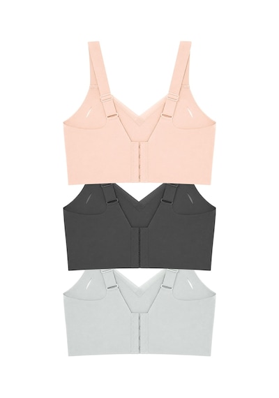 Cottonill Seamless Bra - Elvora Lazer Kesim Rib Dokulu Tül Detaylı Balensiz Kadın Sütyen 3'lü Paket-2 Çok Renkli