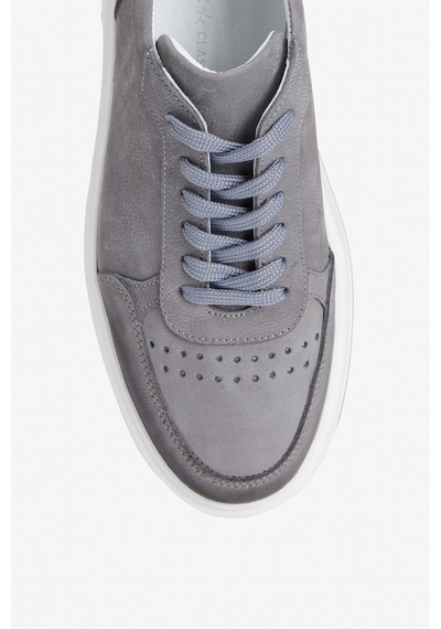 Ac&co Erkek Grı %100 Nubuk Esnek Rahat Taban Sneaker Ayakkabı Gri