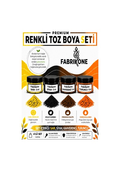 4'lü Set Premium Parafin Soya Wax Toz Mum Boyası Hobi Seti - 5 Cc Sarı, Siyah, Kahverengi, Turuncu Bkfab4srskht5g Karışık