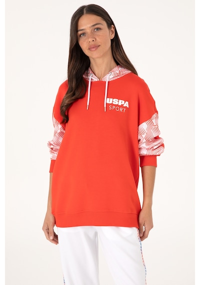U.S. Polo Assn. Kadın Kırmızı Modal Karışımlı Kapüşonlu Sweatshırt 50300694-VR213