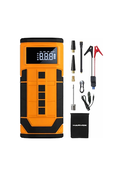 Harvox Hxac-003 10.000 Mah Akü Takviyeli Hava Kompresörü Şarjlı Digital Göstergeli Araç Lastik Şişirme 150 Psı