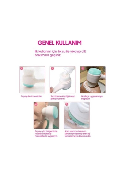 Yüz Temizleme Fırçası Çift Taraflı Beyaz