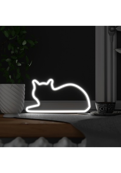 Mustard Sitting Cat Led Işık