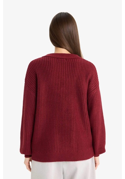Defacto Oversize Geniş Kalıp V Yaka Triko Kazak Z7135az25wnbr455 Bordo Defacto Oversize Geniş Kalıp V Yaka Triko Kazak Z7135az25wnbr455 Bordo