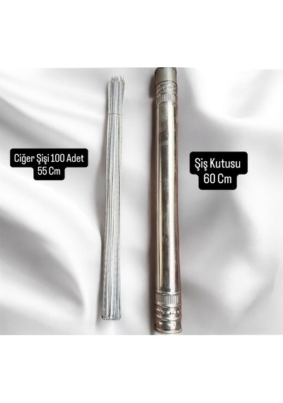 Ciğer Şişi 100 Adet,şiş Kutusu 60 Cm,galvaniz Barbekü Ciğer Şişi