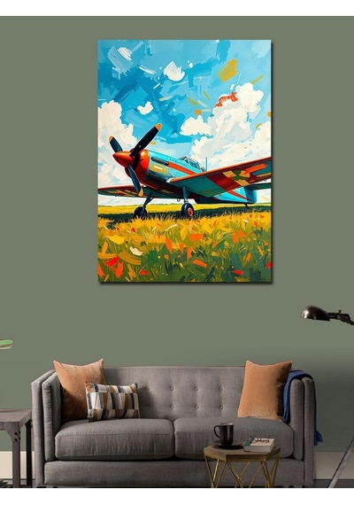 Kanvas Tablo Uçak Ve Mavi Gökyüzü 50cmx70cm