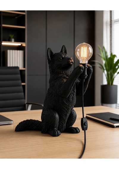 3d Baskı Siyah Köpek Masa Lambası Dekoratif Hayvan Figürlü Gece Lambası, Modern Ev Ve Ofis Dekoru