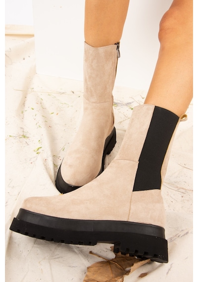 Fox Shoes  Bej Süet Kadın Bot J267063102 Bej
