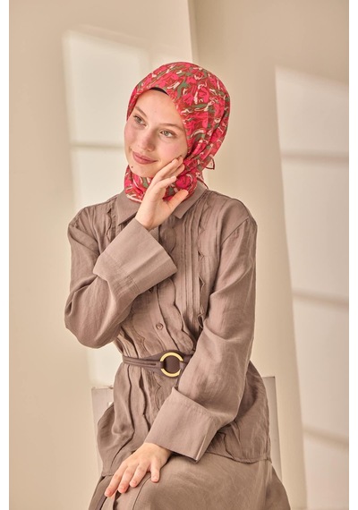 Silk Home Soft Eşarp 73091-29 Fuşya, Kızıl Kahve, Yeşil, Beyaz