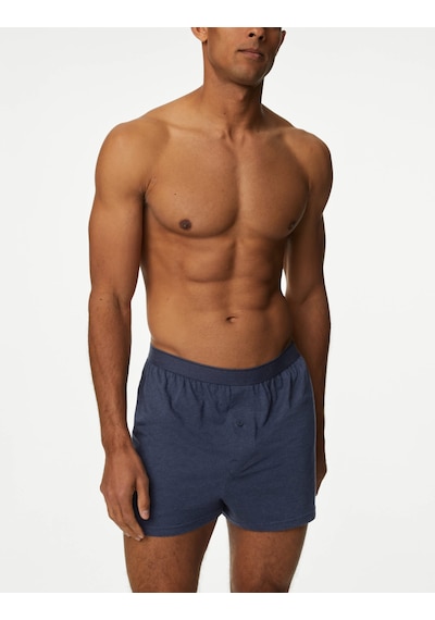 Marks & Spencer Saf Pamuklu 5'li Nefes Alabilir:trade Mark: Boxer Seti Mavi