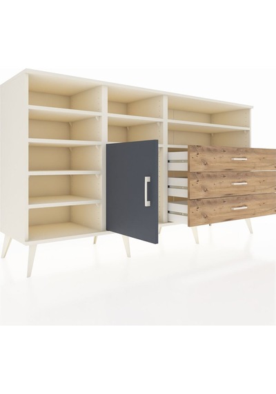 Hyperion Konsol 8 Raflı 3 Çekmeceli Tek Kapaklı 176x44x99 Aytaşı Aytaşı-antrasit/çam Hyperion Konsol 8 Raflı 3 Çekmeceli Tek Kapaklı 176x44x99 Aytaşı Aytaşı-antrasit/çam