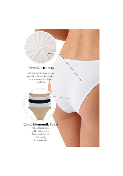 Pierre Cardin Kadın 5'li Ekonomik Paket Ten 2055 Basic Brief Pamuklu Külot