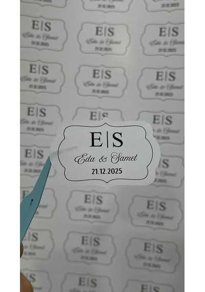 Söz, Kına, Nişan, Düğün Özel Kesimli Yapışkanlı Etiketi 3x4 Cm 88 Adet - Arl Etiket Tasarım Beyaz